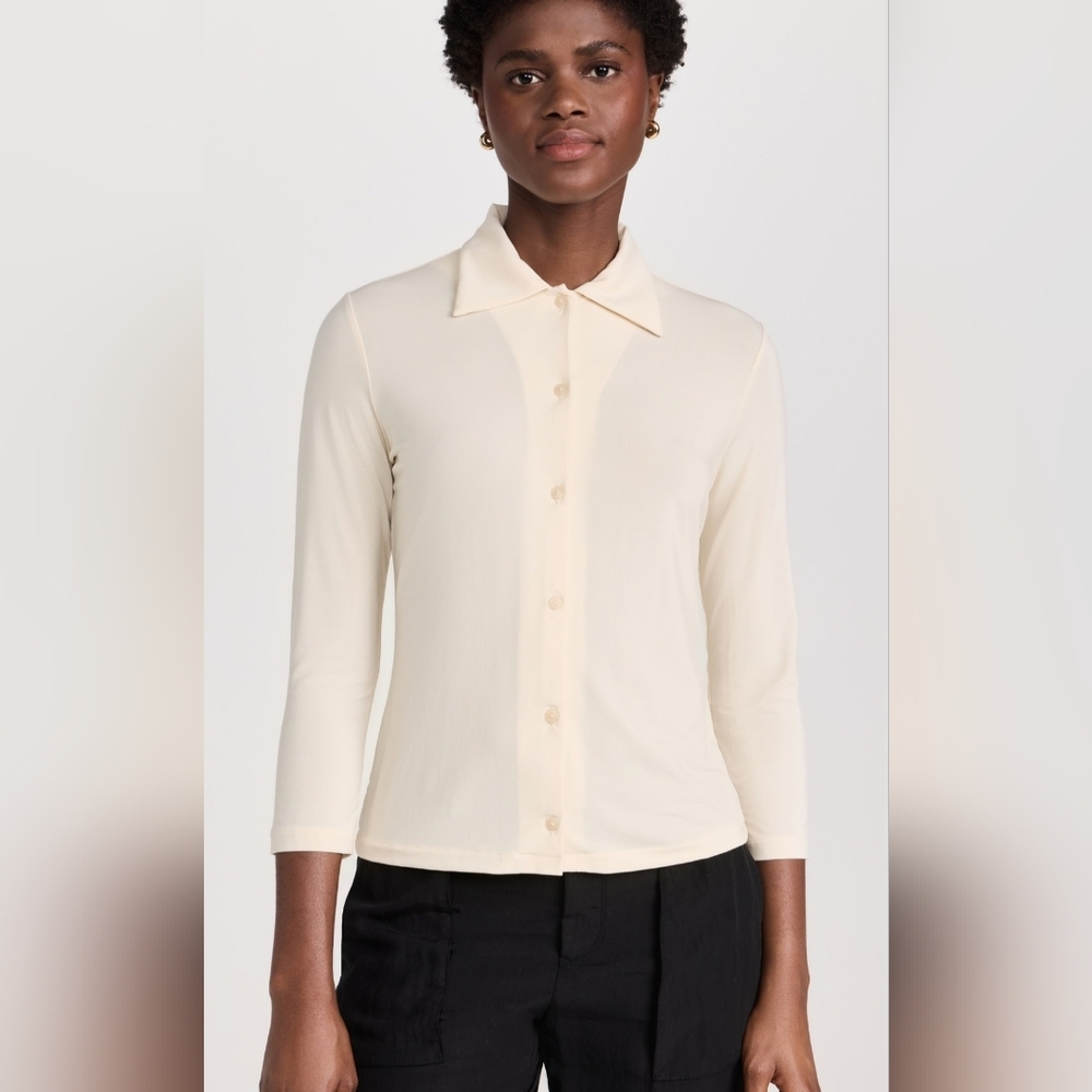 NWT Women's Cream‎ 3/4 Sleeve Button-Up Blouse XL